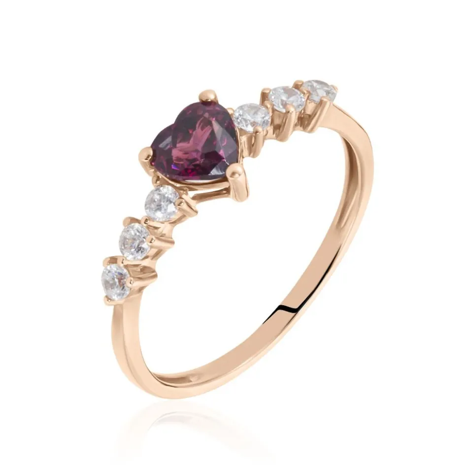 Online Histoire d'Or Bague Solitaire Accompagné Or Rose Samanta Rhodolite