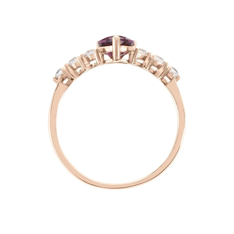 Online Histoire d'Or Bague Solitaire Accompagné Or Rose Samanta Rhodolite