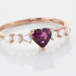 Online Histoire d'Or Bague Solitaire Accompagné Or Rose Samanta Rhodolite