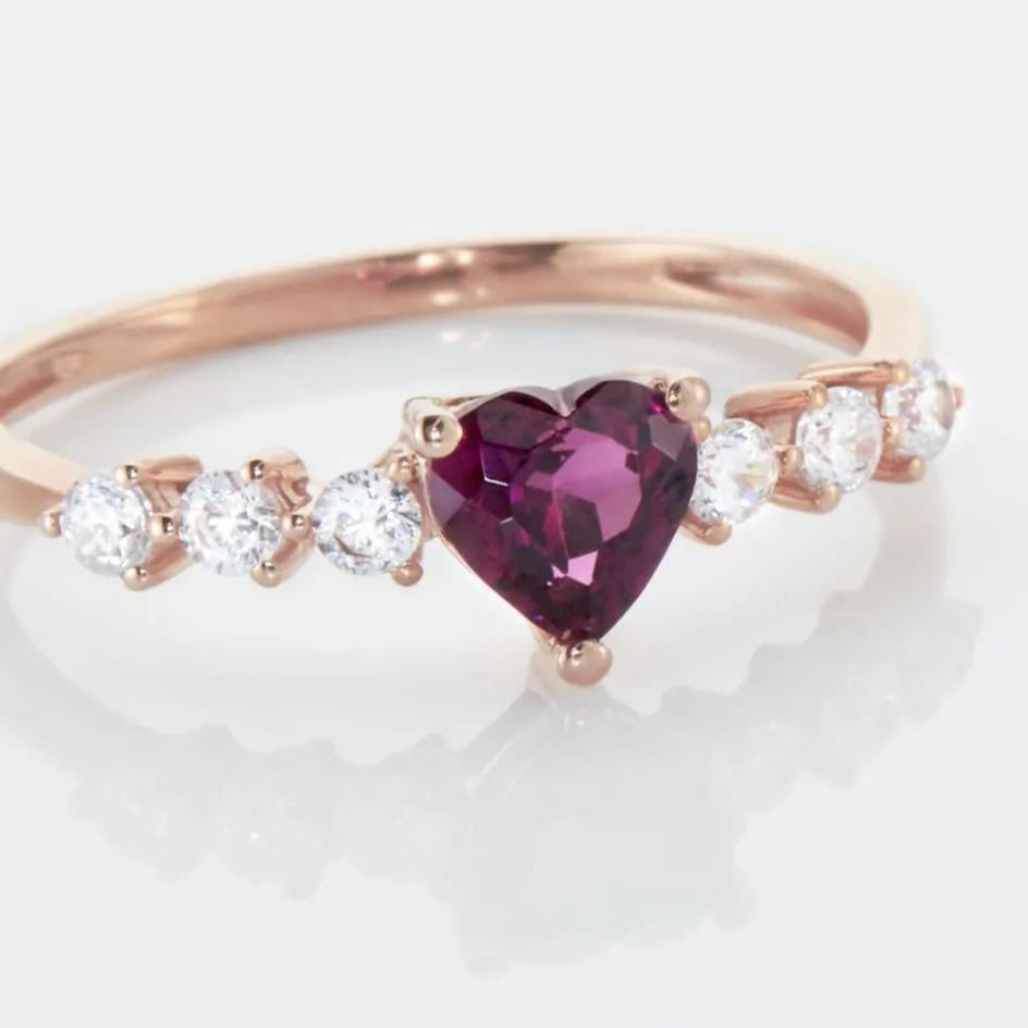 Online Histoire d'Or Bague Solitaire Accompagné Or Rose Samanta Rhodolite