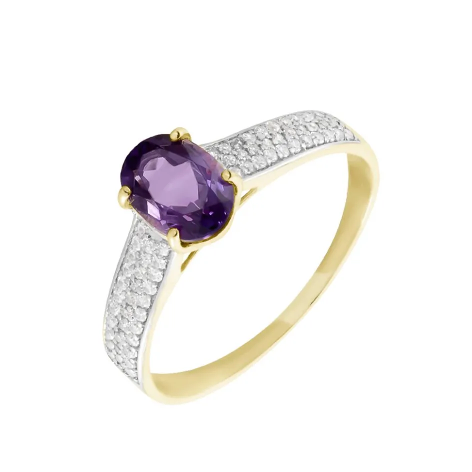 Histoire d'Or Bague Solitaire Crista Or Jauneamethyste Et Oxyde* Bagues|Bagues Avec Pierre