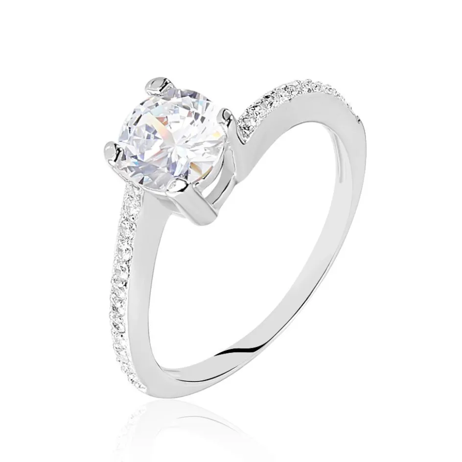 Outlet Histoire d'Or Bague Solitaire Maelane Argent Blanc Oxyde De Zirconium