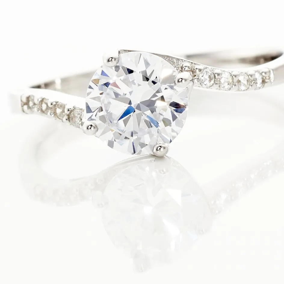 Outlet Histoire d'Or Bague Solitaire Maelane Argent Blanc Oxyde De Zirconium
