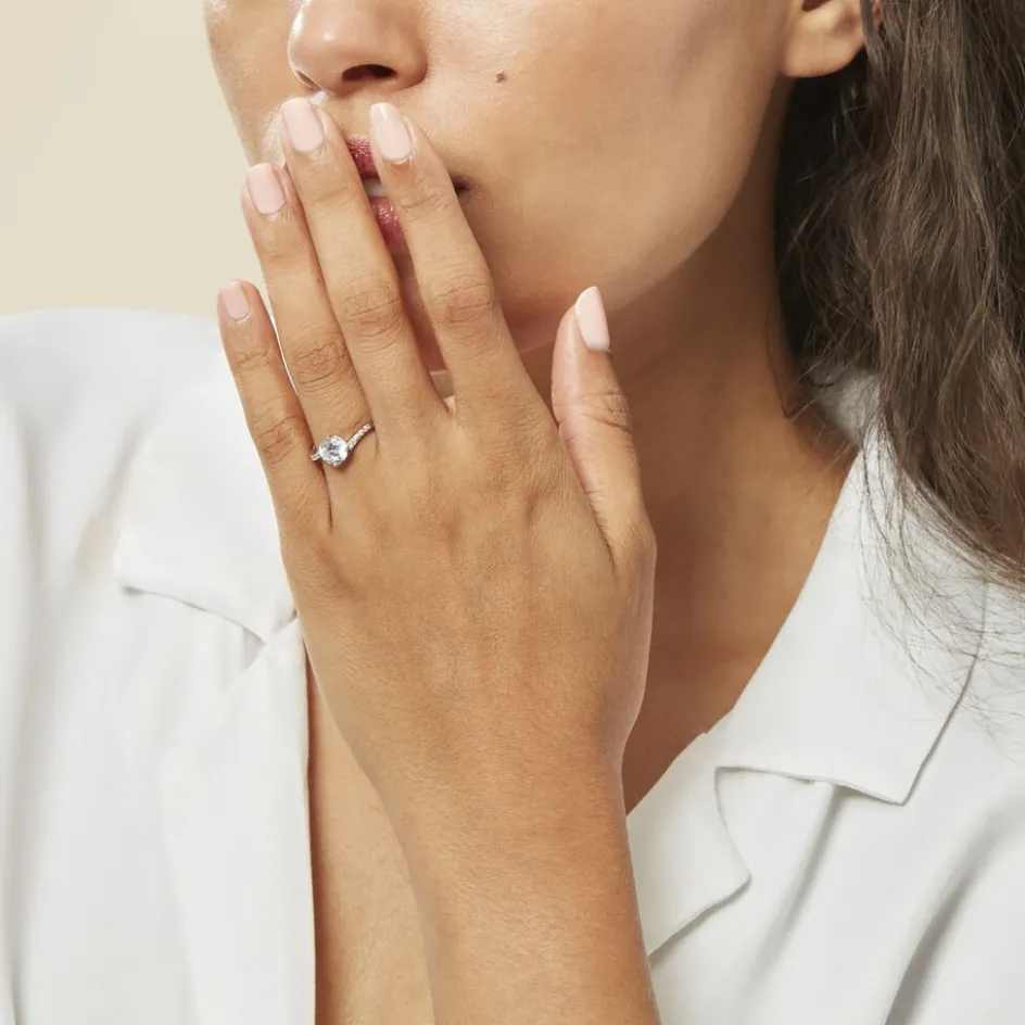 Outlet Histoire d'Or Bague Solitaire Maelane Argent Blanc Oxyde De Zirconium