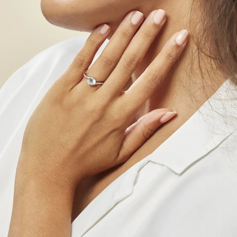 Outlet Histoire d'Or Bague Solitaire Maelane Argent Blanc Oxyde De Zirconium