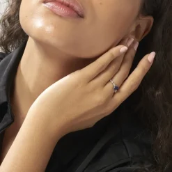 Outlet Histoire d'Or Bague Solitaire Michaela Or Blanc Saphir Et Diamant