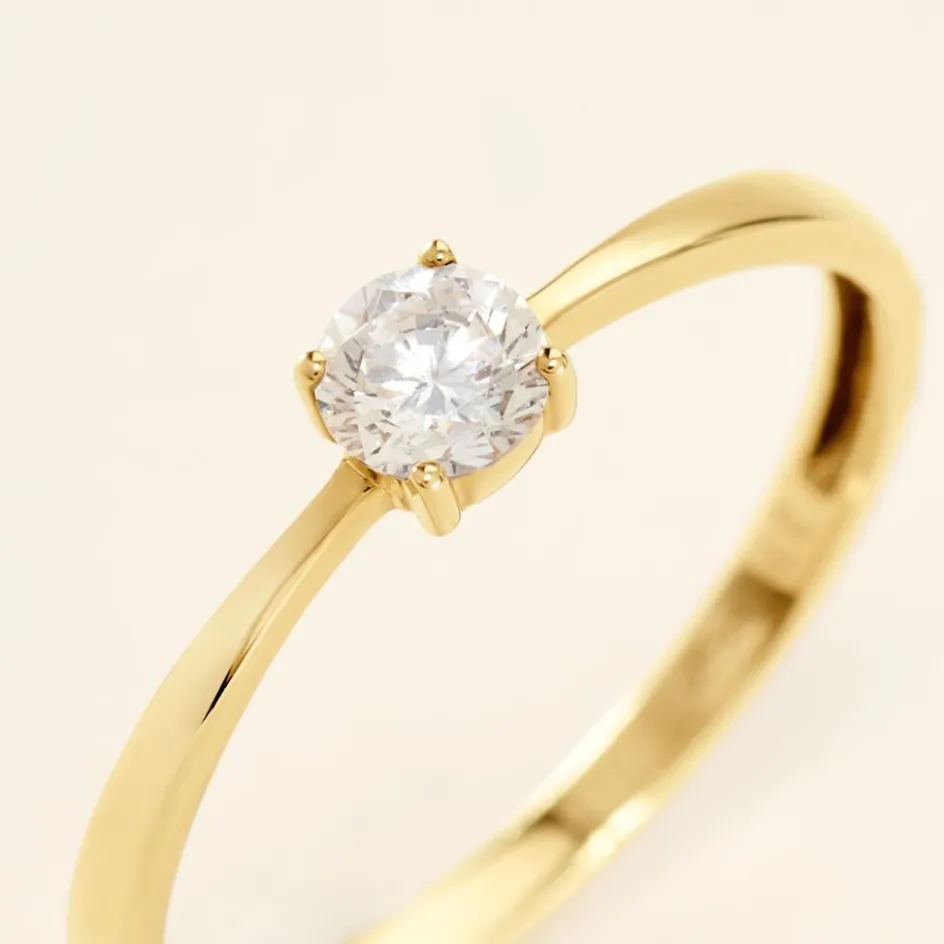 Histoire d'Or Bague Solitaire Or Jaune Eclat D'etoile Oxyde De Zirconium* Bagues|Bagues Avec Pierre