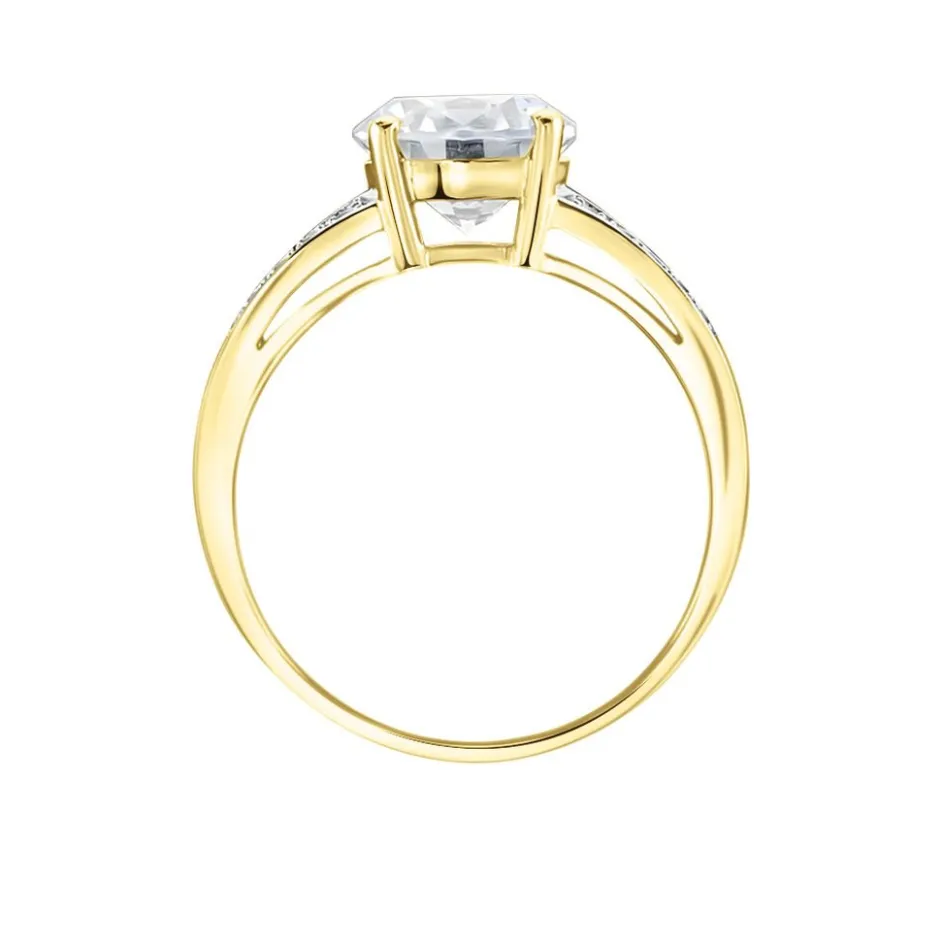 New Histoire d'Or Bague Solitaire Or Jaune Anthyme Oxyde De Zirconium or jaune oxyde