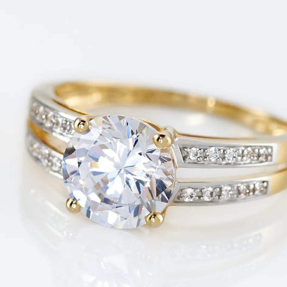 New Histoire d'Or Bague Solitaire Or Jaune Anthyme Oxyde De Zirconium or jaune oxyde