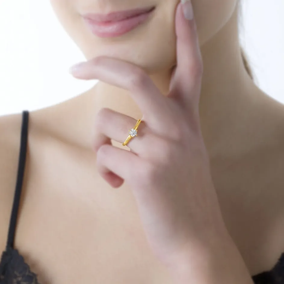 Clearance Histoire d'Or Bague Solitaire Ruken Or Jaune Diamant