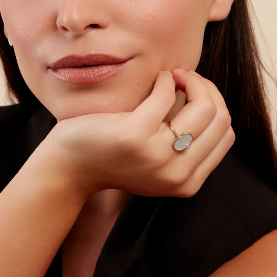 Hot Histoire d'Or Bague Tahina Or Jaune Nacre Diamant or jaune nacre blanc