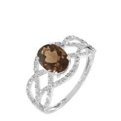 New Histoire d'Or Bague Tina Or Blanc Quartz Et Diamant