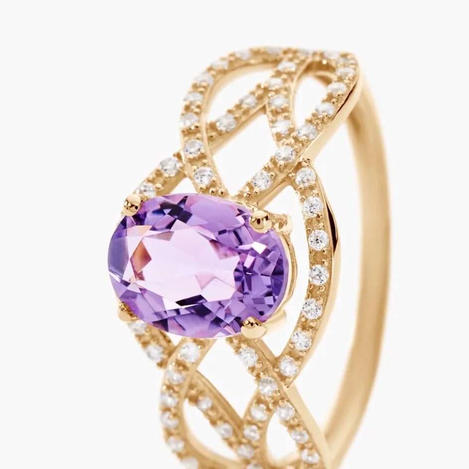 Histoire d'Or Bague Tina Or Jaune Amethyste Et Oxyde De Zirconium or jaune amethyste violette