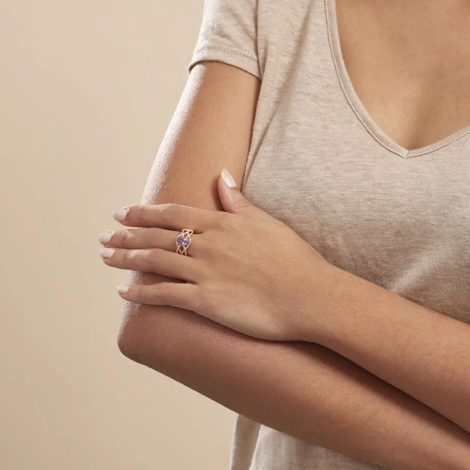 Histoire d'Or Bague Tina Or Jaune Amethyste Et Oxyde De Zirconium or jaune amethyste violette