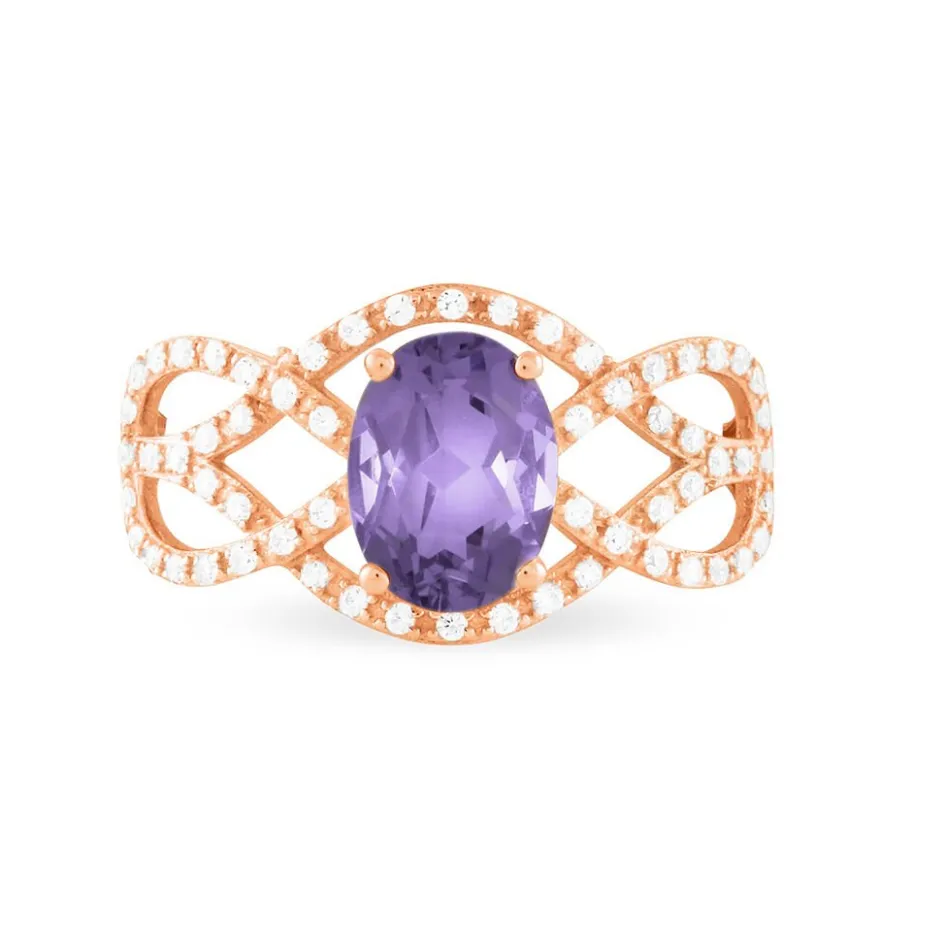 Clearance Histoire d'Or Bague Tina Or Rose Amethyste Et Diamant