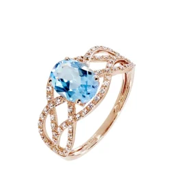 Clearance Histoire d'Or Bague Tina Or Rose Topaze Et Diamant