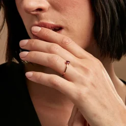 Outlet Histoire d'Or Bague Valentino Or Rose Rhodolite or rose rhodolite rouge