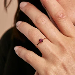 Outlet Histoire d'Or Bague Valentino Or Rose Rhodolite or rose rhodolite rouge