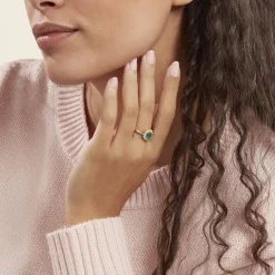 New Histoire d'Or Bague Vladimir Diamants or jaune emeraude