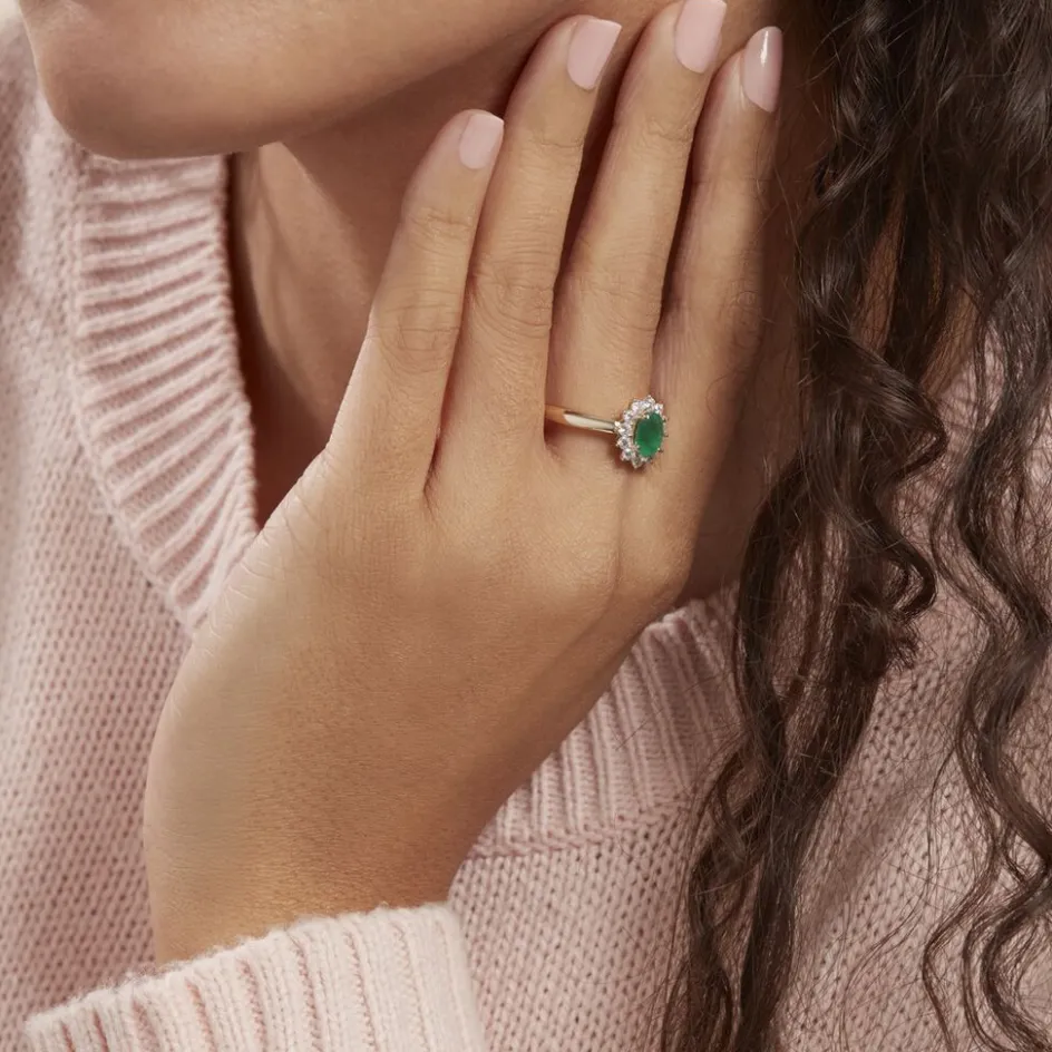 New Histoire d'Or Bague Vladimir Diamants or jaune emeraude