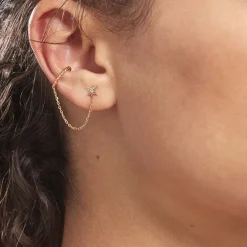 Best Histoire d'Or Bijou D'oreille Unitaire Plaqué Or Sweyn Oxyde De Zirconium