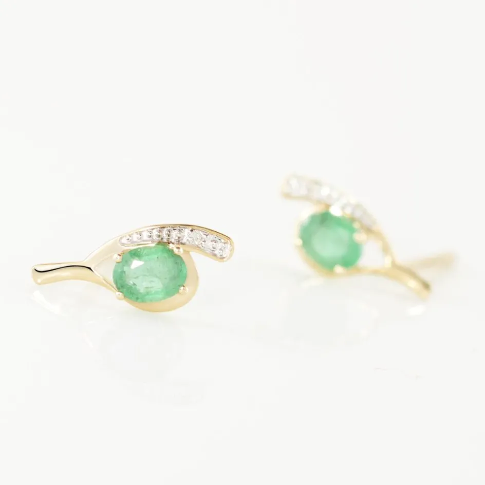 Online Histoire d'Or Bijoux D'oreilles Emotion Or Jaune Emeraude Diamant or jaune émeraude