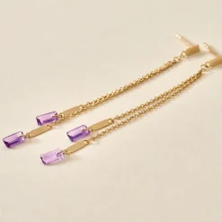Sale Histoire d'Or Bijoux D'oreilles Lavender Or Jaune Améthyste