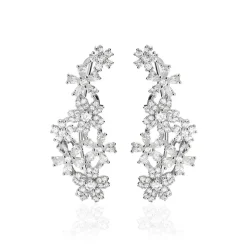 Clearance Histoire d'Or Bijoux D'oreilles Midnight Flower Argent Blanc Oxyde De Zirconium