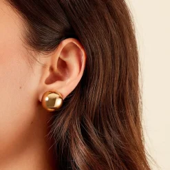 Hot Histoire d'Or Bijoux D'oreilles Perles Solaires Acier Jaune