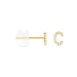 New Histoire d'Or Boucle D'oreille Puce Unitaire Jodoca Or Jaune Oxyde De Zirconium