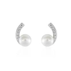 New Histoire d'Or Boucles D'oreilles Angel Or Blanc Perle De Culture Oxyde Oxyde
