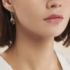 Sale Histoire d'Or Boucles D'oreilles Argent Blanc Enya Ambre