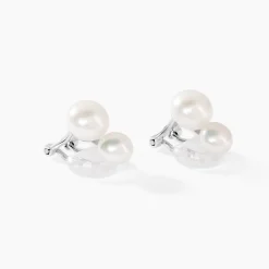 Best Histoire d'Or Boucles D'oreilles Clips Argent Blanc Viano Perles Oxydes