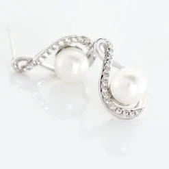 New Histoire d'Or Boucles D'oreilles Davy Or Blanc Perle De Culture Oxyde