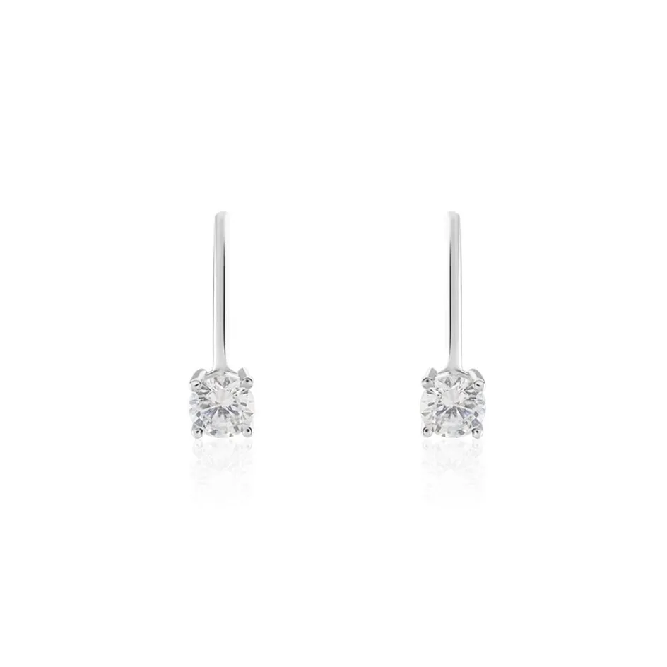 Outlet Histoire d'Or Boucles D'oreilles Dormeuses Argent Blanc Viventiol Oxyde De Zirconium