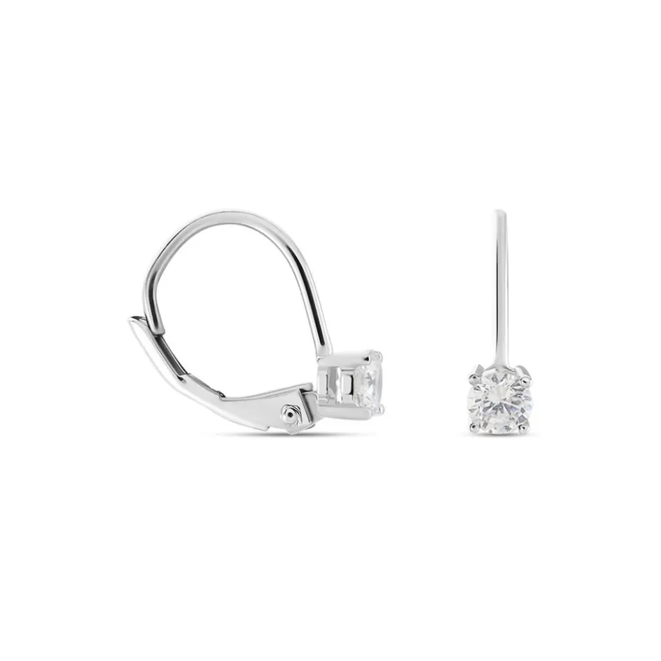 Outlet Histoire d'Or Boucles D'oreilles Dormeuses Argent Blanc Viventiol Oxyde De Zirconium