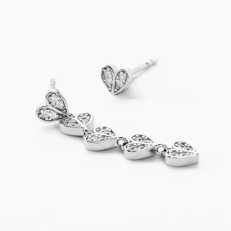 Hot Histoire d'Or Boucles D'oreilles Dépareillées Declaration Argent Blanc Oxyde