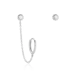 Sale Histoire d'Or Boucles D'oreilles Dépareillées Macha Argent Blanc Oxyde De Zirconium