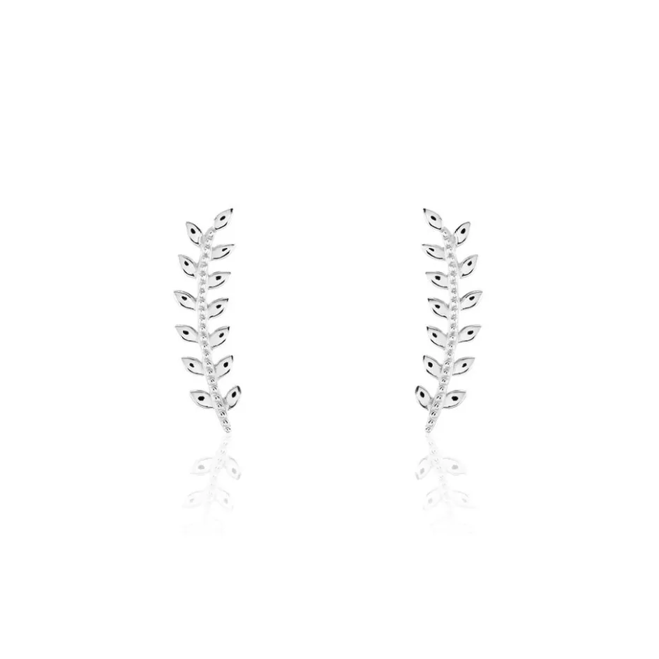 Sale Histoire d'Or Boucles D'oreilles Grimpantes Folia Argent Blanc