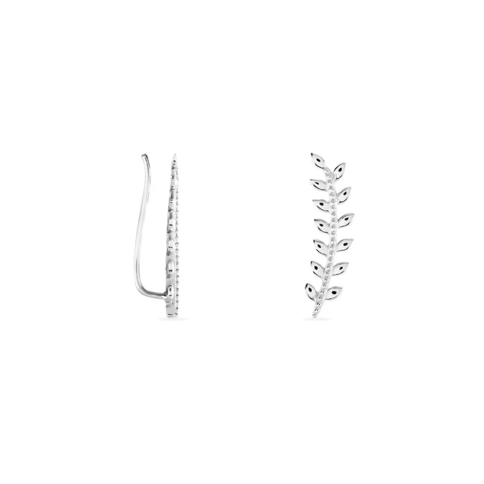 Sale Histoire d'Or Boucles D'oreilles Grimpantes Folia Argent Blanc