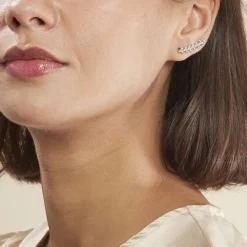 Sale Histoire d'Or Boucles D'oreilles Grimpantes Folia Argent Blanc