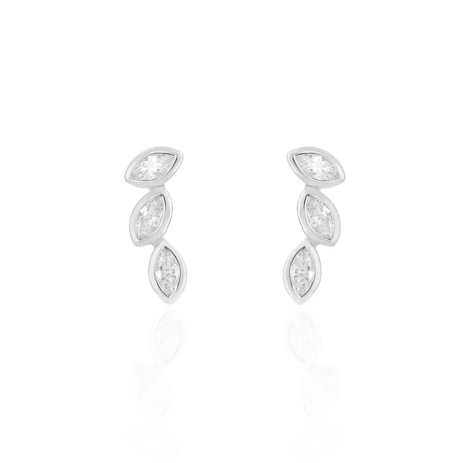 Sale Histoire d'Or Boucles D'oreilles Grimpantes Elohane Argent Blanc Oxyde De Zirconium