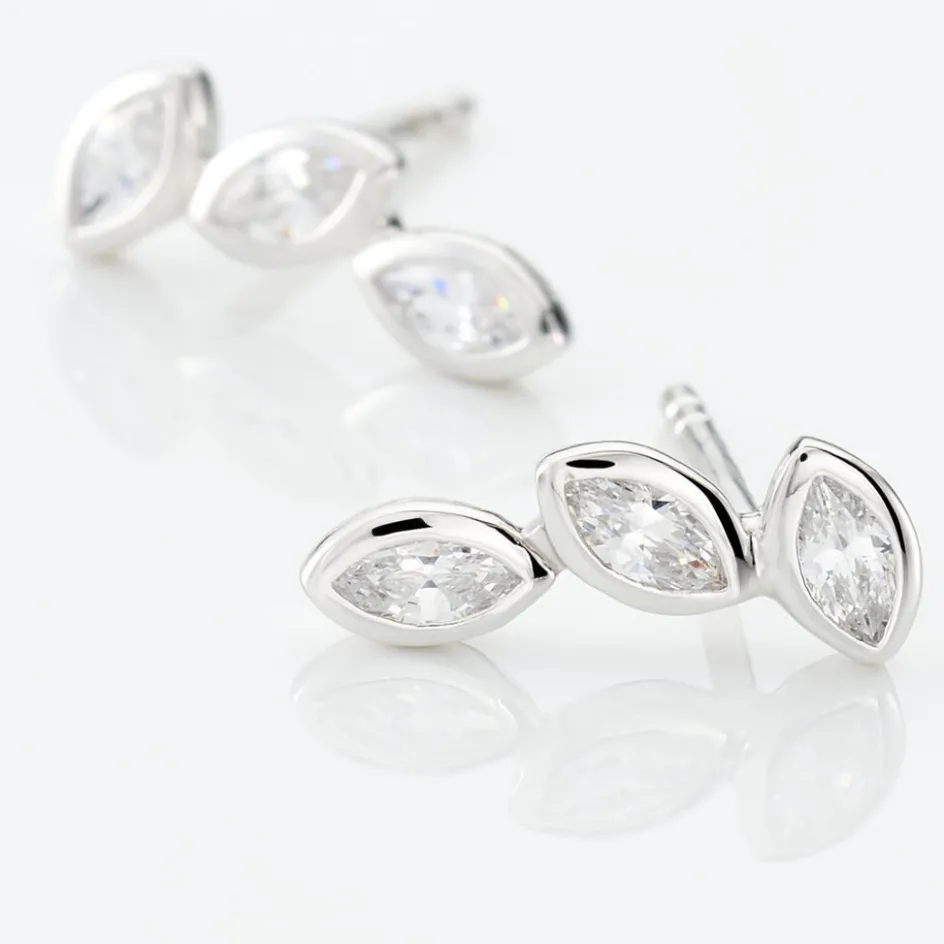 Sale Histoire d'Or Boucles D'oreilles Grimpantes Elohane Argent Blanc Oxyde De Zirconium