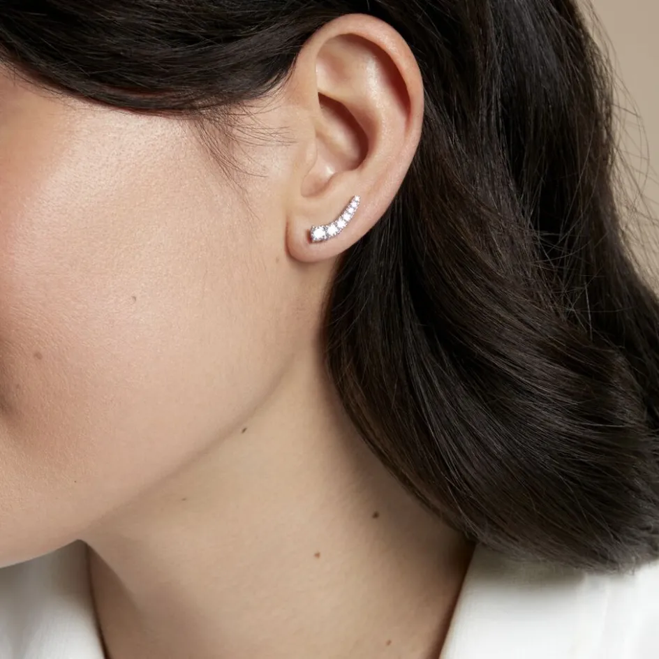 Hot Histoire d'Or Boucles D'oreilles Grimpantes Aldrick Argent Blanc Oxyde De Zirconium