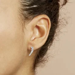 Hot Histoire d'Or Boucles D'oreilles Grimpantes Aldrick Argent Blanc Oxyde De Zirconium