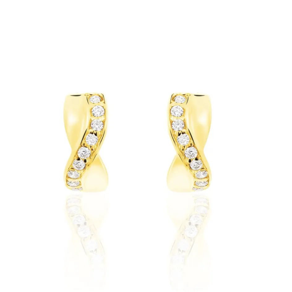 Clearance Histoire d'Or Boucles D'oreilles Izefia Rondes Or Jaune Oxyde De Zirconium