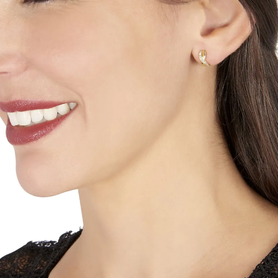 Clearance Histoire d'Or Boucles D'oreilles Izefia Rondes Or Jaune Oxyde De Zirconium