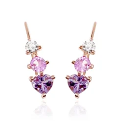 Hot Histoire d'Or Boucles D'oreilles Lauressa Oxyde or rose amethyste violet