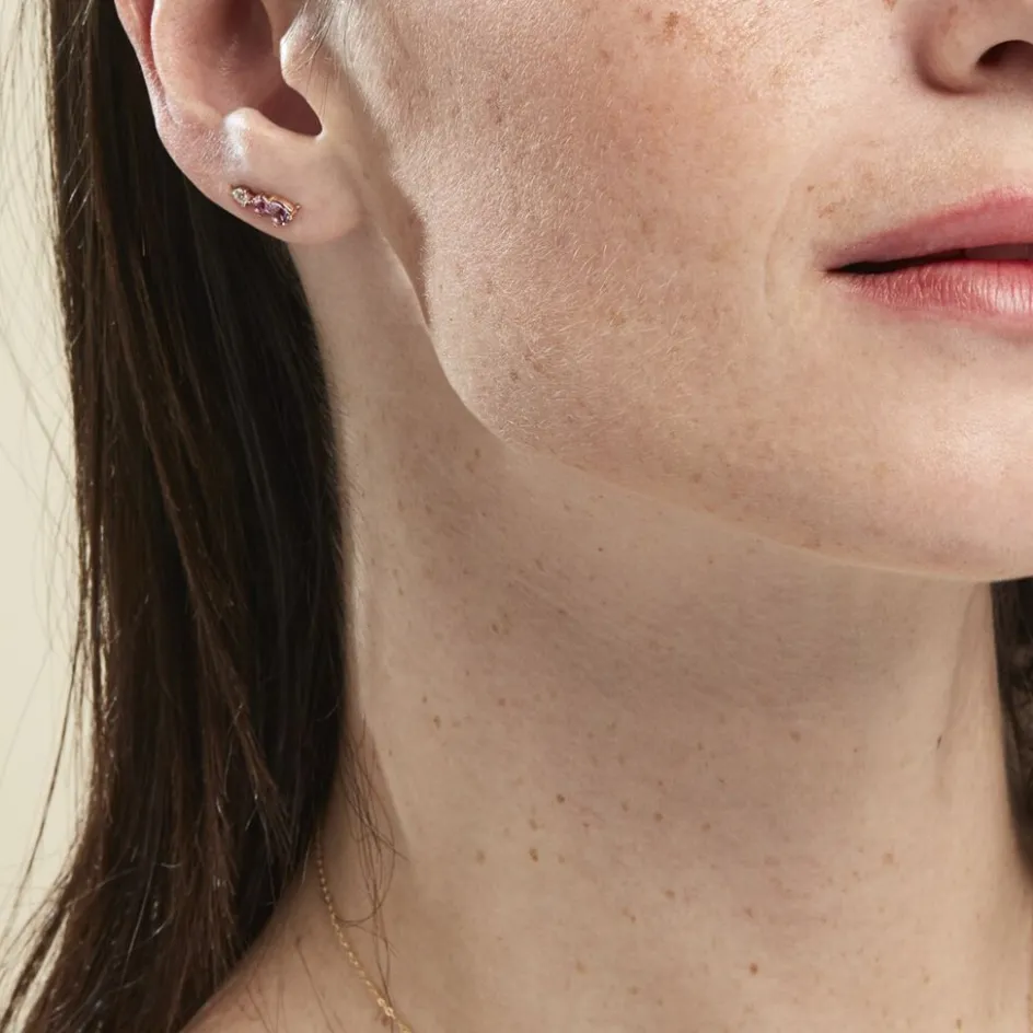 Hot Histoire d'Or Boucles D'oreilles Lauressa Oxyde or rose amethyste violet