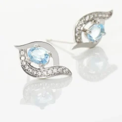Histoire d'Or Boucles D'oreilles Lydia Or Blanc Topaze Oxyde or blanc topaze bleue